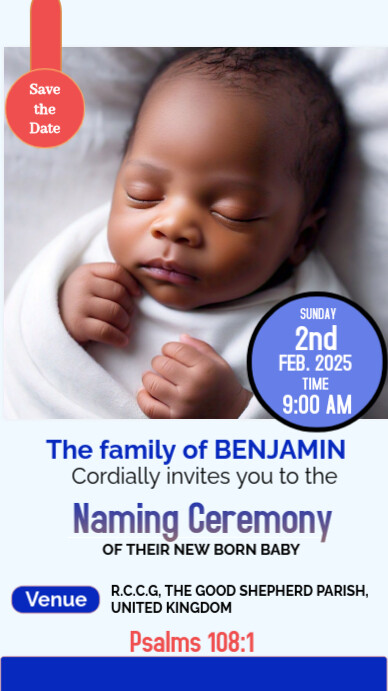White Modern & Minimal Invites To Naming Ceremony  Instagram Story Instagram-verhaal template