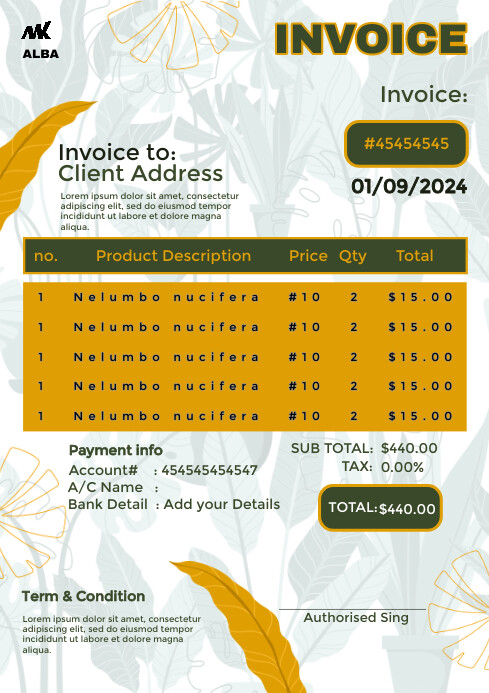 White Modern & Minimal Invoice A4 template