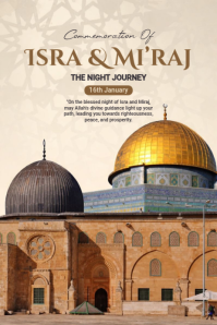 White Modern & Minimal Isra & Mi’raj Poster template