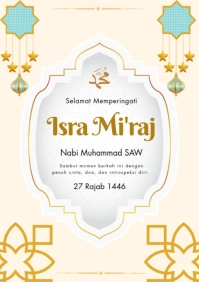 White Modern & Minimal Isra Miraj A4 template