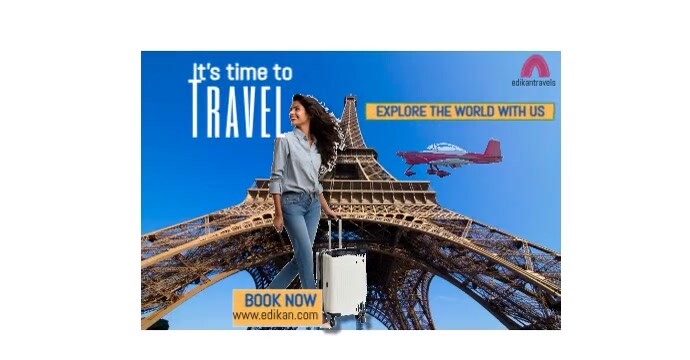 White Modern & Minimal It's Time To Travel Facebook Ad Umkhangiso we-Facebook template