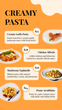 White Italian Restaurant Menu Instagram Story Template - Page 2