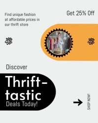 White Modern & Minimal Ivory And Orange Minimalist Thrift Store Promotions Instagram Post Portrait I template