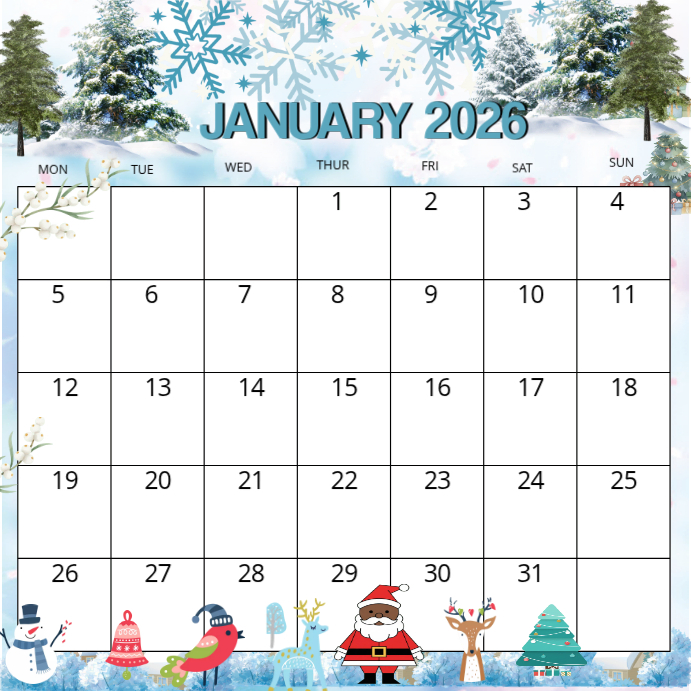 Copy of White Modern & Minimal January 2026 Calender Design Template ...