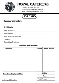 Job card template A6