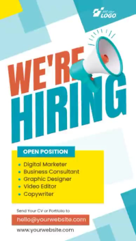 White Modern & Minimal Job Hiring Announcement Instagram Story Video template