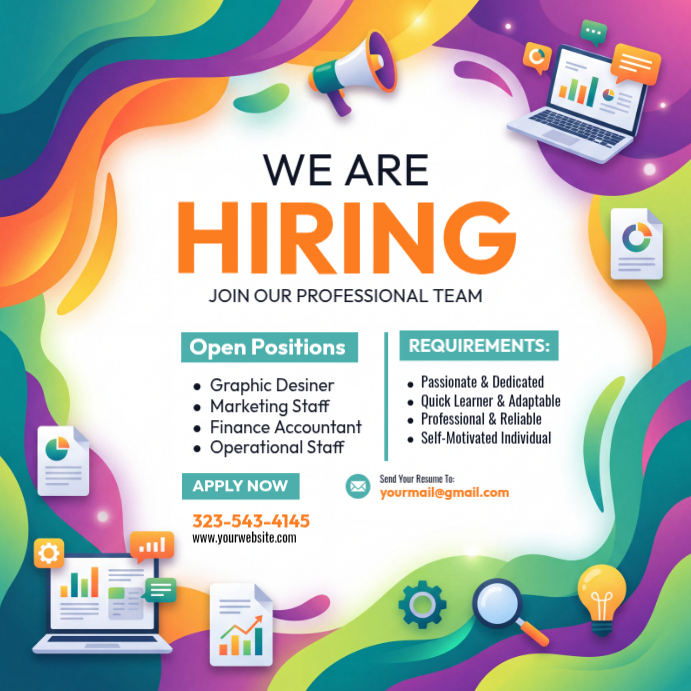 White Modern & Minimal Job Recruitment Instagram Post Template ...