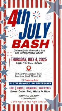 White Modern & Minimal July 4th Party Invitation Instagram Story template
