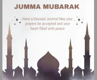 White Modern & Minimal Jumma Mubarak  Medium Rectangle Rectángulo Mediano template