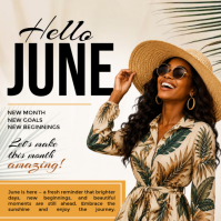 White Modern & Minimal June Motivation Instagram Post Instagram-opslag template