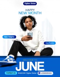 White Modern & Minimal June New Month Celebration Flyer Video Pamflet (VSA Brief) template