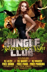 White Modern & Minimal Jungle Party Half Page Wide ความกว้างแบบครึ่งหน้า template