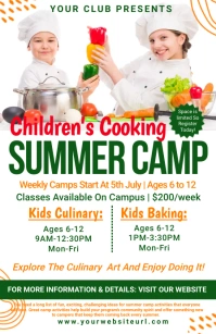 White Modern & Minimal Kids Summer Camp Tablo Tablóide template