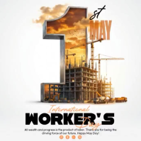 White Modern & Minimal Labor Day Celebration Square Video template