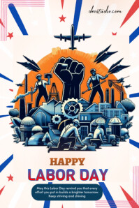 White Modern & Minimal Labor Day  Poster template