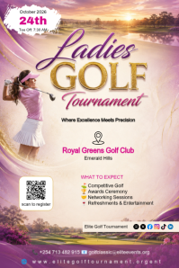 White Modern & Minimal Ladies Golf Tournament Poster template