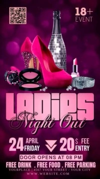 White Modern & Minimal Ladies Party Digital Display (9:16) template