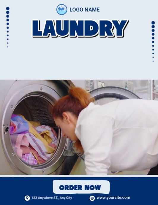 White Modern & Minimal Laundry Services Flyer (us Letter) Pamflet (VSA Brief) template