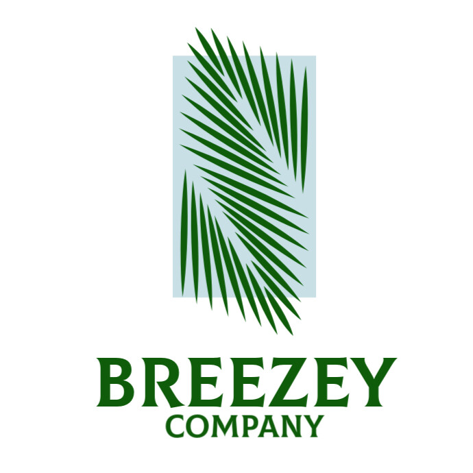 White Modern & Minimal Leafy Green Breeze Window Wind Company Logo โลโก้ template