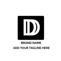 White Modern & Minimal Letter D  Logo Logótipo template