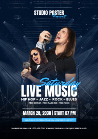 White Modern & Minimal Live Music Event A4 template