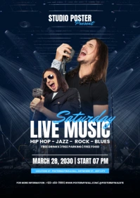 White Modern & Minimal Live Music Event A4 template