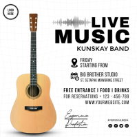 White Live Music Event Квадрат Template