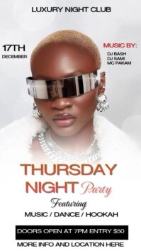 White Modern & Minimal Luxury Thursday Night Party Flyer | Club Event Template" Digital Display (9:1