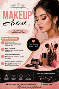 White Makeup Artist Services Poster Template