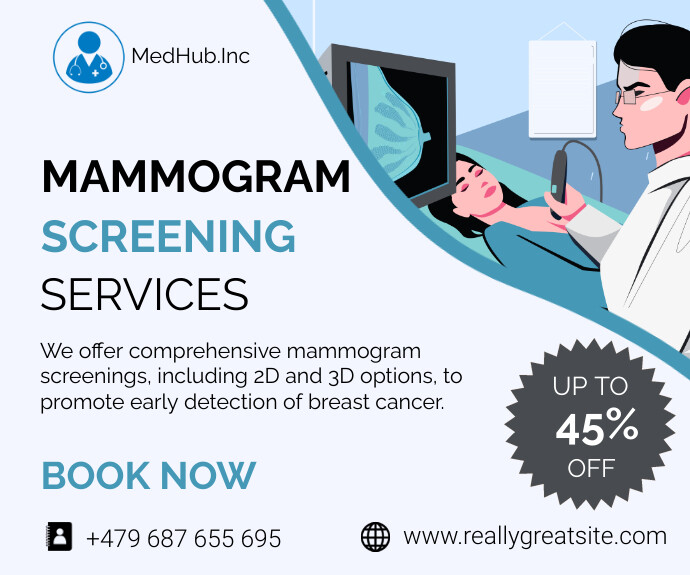 White Modern & Minimal Mammogram Screening Me Template | PosterMyWall