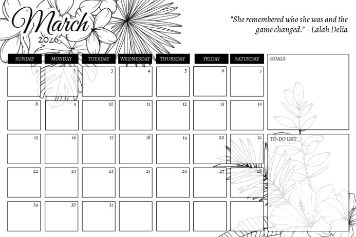 White Modern & Minimal March 2026 Calendar Poster Template | PosterMyWall