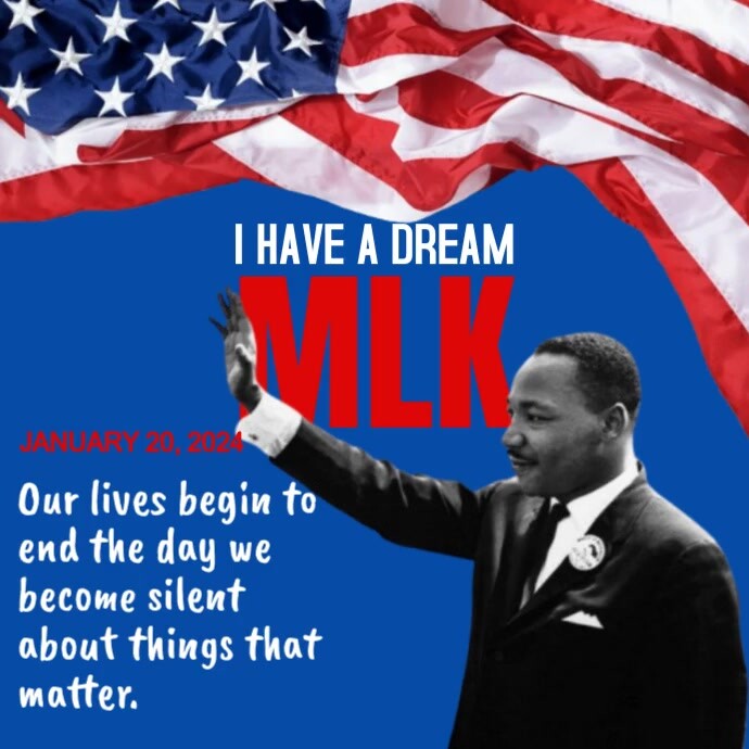 White Modern & Minimal Martin Luther King's Day Video Template Square ...