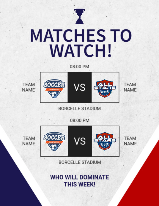 White Modern & Minimal Match Schedule Flyer (us Letter) template