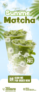 White Matcha Drink Promotion Rolbanner 2' × 5' Template