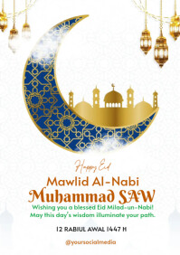 White Modern & Minimal Maulid Un Nabi A4 template