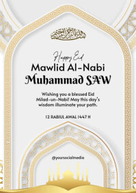 White Modern & Minimal Mawlid Al-nabi A4 template