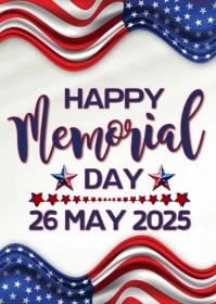 White Modern & Minimal Memorial Day A6 template