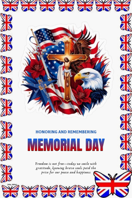 White Modern & Minimal Memorial Day Card Poster Template | PosterMyWall