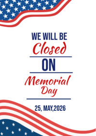 White Modern & Minimal Memorial Day Closure A6 template