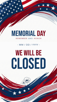White Modern & Minimal Memorial Day Closure Announcement Instagram Story template