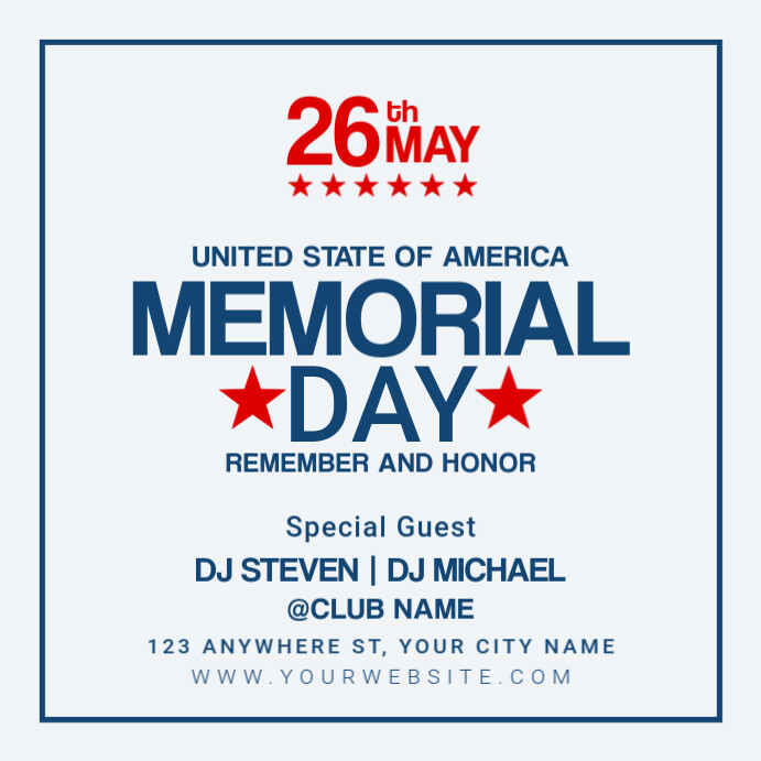White Modern & Minimal Memorial Day Instagram Post Template | PosterMyWall