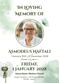 White Modern & Minimal Memorial Service A4 template