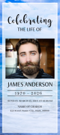 White Modern & Minimal Memorial Service Bookmark Scheda identificativa template