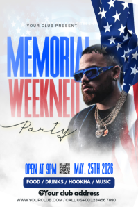 White Modern & Minimal Memorial Weekend Party Poster template