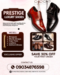 White Modern & Minimal Men's Luxury Shoes Shop Flyer  Instagram Portrait template