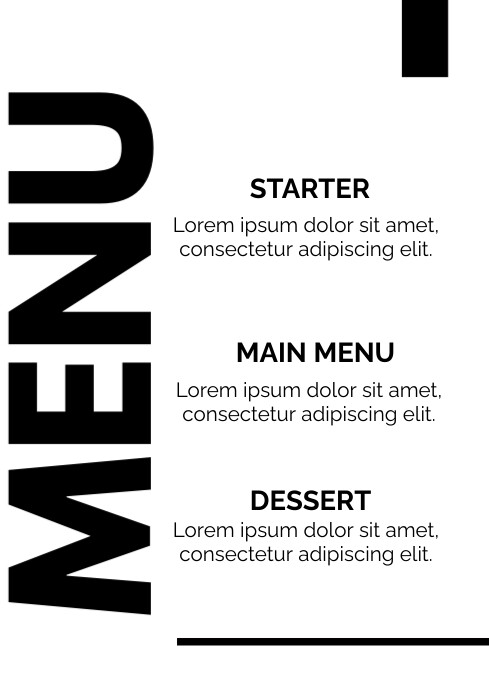 White Modern & Minimal Menu A2 Template | PosterMyWall