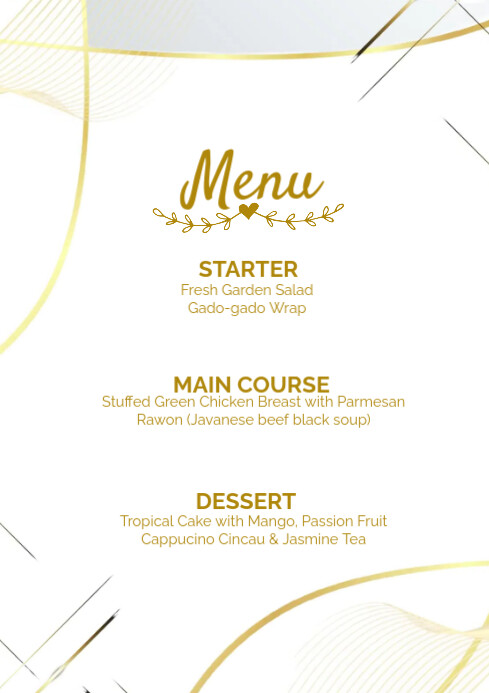 White Modern & Minimal Menu A4 template
