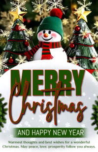 White Modern & Minimal Merry Christmas, Half Page Wide template