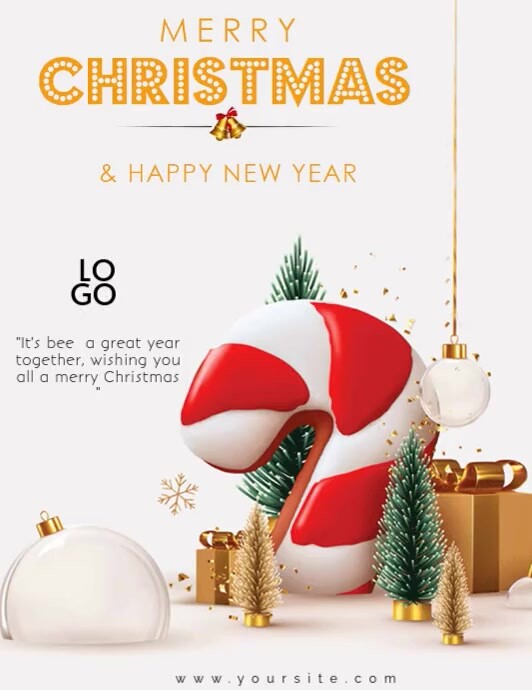 Copy of White Modern & Minimal Merry Christmas And Happy New Year Flyer ...
