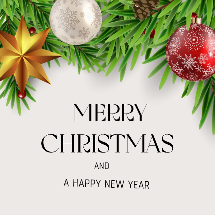 White Modern & Minimal Merry Christmas And Happy New Year Instagram ...